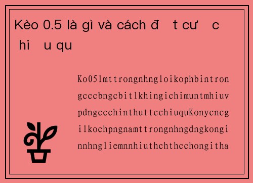 Kèo 0.5 là gì và cách đặt cược hiệu quả
